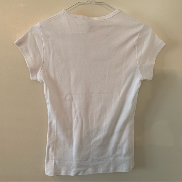 Akdmks White T Shirt Gold Tone Letters Glitter Studs Sz L NWT - Picture 8 of 11